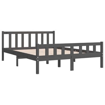 vidaXL Bedframe massief hout grijs 140x190 cm