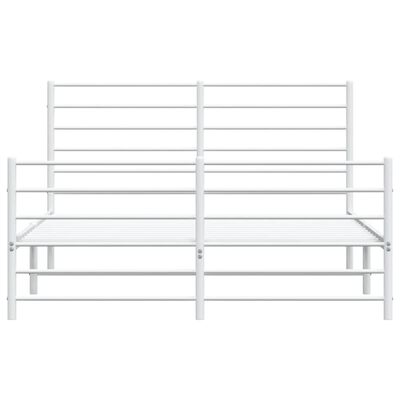 vidaXL Bedframe met hoofd- en voeteneinde metaal wit 135x190 cm