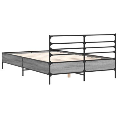 vidaXL Bedframe bewerkt hout metaal grijs sonoma eiken 140x190 cm