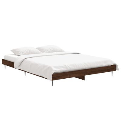 vidaXL Bedframe bewerkt hout bruin eikenkleur 135x190 cm