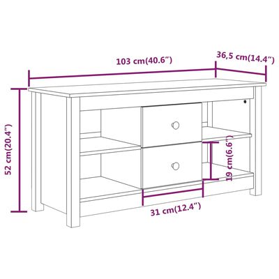 vidaXL Tv-meubel 103x36,5x52 cm massief grenenhout honingbruin