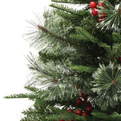 vidaXL Kerstboom met LED en dennenappels 150 cm PVC en PE groen