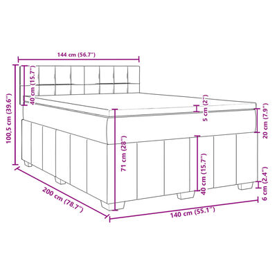 vidaXL Boxspring met matras stof zwart 140x200 cm