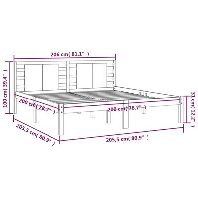 vidaXL Bedframe massief grenenhout wit 200x200 cm