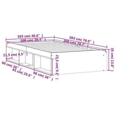 vidaXL Bedframe zwart 100x200 cm