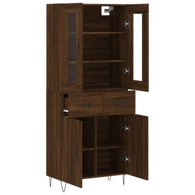 vidaXL Hoge kast 69,5x34x180 cm bewerkt hout bruin eikenkleur