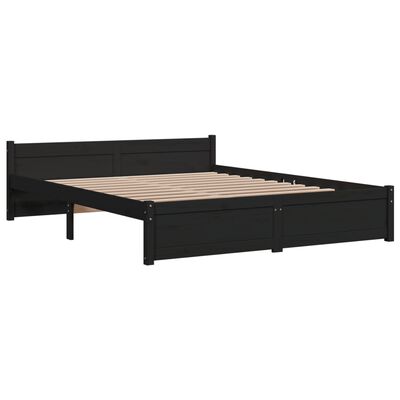 vidaXL Bedframe massief hout zwart 150x200 cm