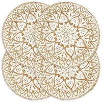 vidaXL Placemats 4 st rond 38 cm jute wit