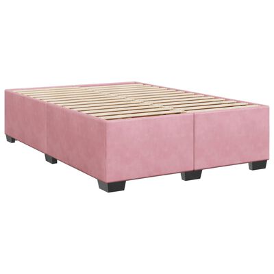 vidaXL Boxspring met matras fluweel roze 140x200 cm