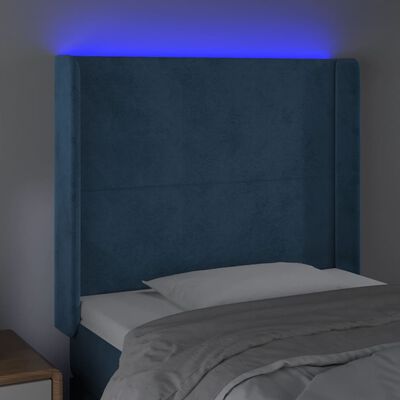 vidaXL Hoofdbord LED 103x16x118/128 cm fluweel donkerblauw