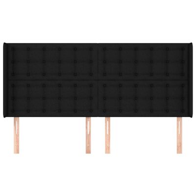 vidaXL Hoofdbord met randen 163x16x118/128 cm stof zwart