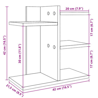 vidaXL Bureau organiser 42x21,5x42 cm bewerkt hout betongrijs