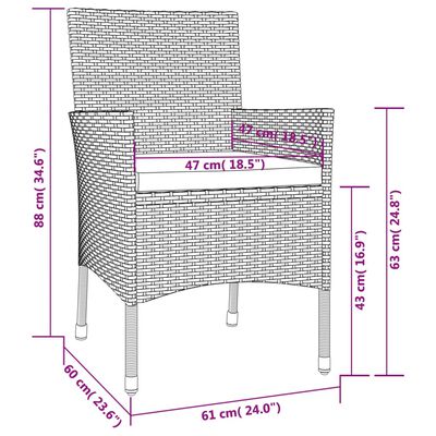 vidaXL 9-delige Tuinset poly rattan zwart