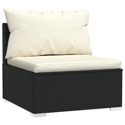 vidaXL 14-delige Loungeset met kussens poly rattan zwart