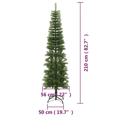 vidaXL Kunstkerstboom met standaard smal 210 cm PE