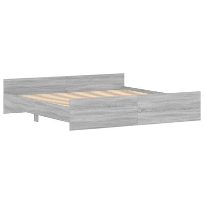 vidaXL Bedframe met hoofd- en voeteneinde grijs sonoma 200x200 cm