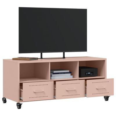 vidaXL Tv-meubel 100,5x39x43,5 cm staal roze