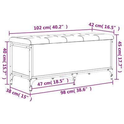 vidaXL Opbergbankje 102x42x45 cm bewerkt hout sonoma eikenkleurig