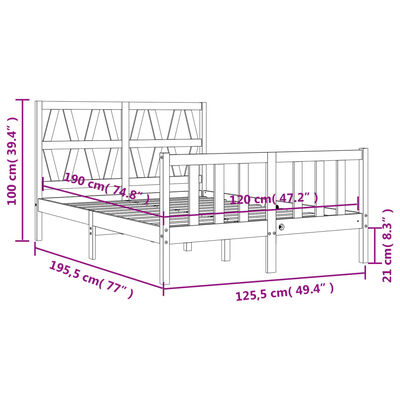 vidaXL Bedframe met hoofdbord massief hout