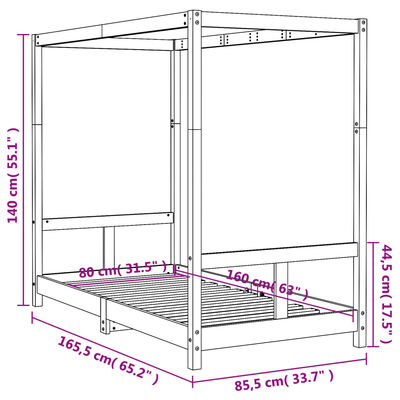 vidaXL Kinderbedframe 80x160 cm massief grenenhout zwart