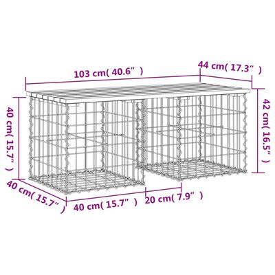 vidaXL Tuinbank Schanskorfontwerp 103x44x42 cm massief grenenhout