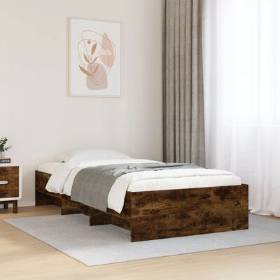 vidaXL Bedframe zonder matras hout gerookt eikenkleurig 75x190 cm