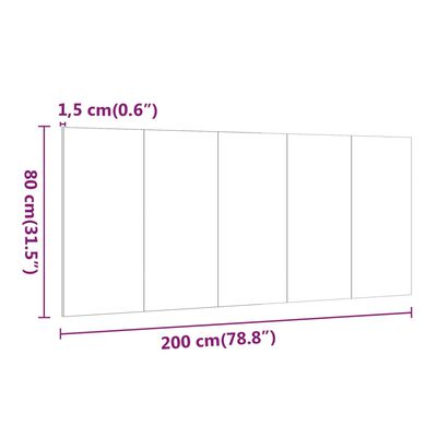 vidaXL Hoofdbord 200x1,5x80 cm bewerkt hout gerookt eikenkleurig