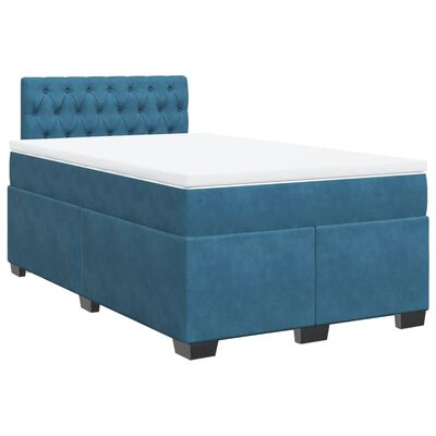 vidaXL Boxspring met matras fluweel donkerblauw 120x190 cm