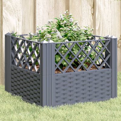 vidaXL Plantenbak met pinnen 43,5x43,5x43,5 cm polypropeen grijs