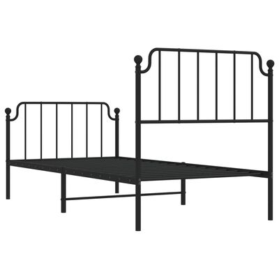 vidaXL Bedframe met hoofd- en voeteneinde metaal zwart 90x200 cm