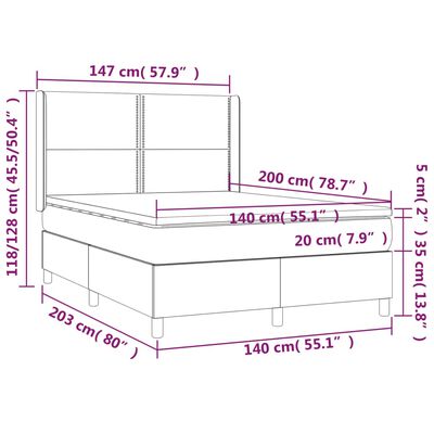 vidaXL Boxspring met matras kunstleer cappuccinokleurig 140x200 cm