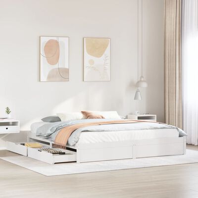 vidaXL Bedframe zonder matras massief grenenhout wit 180x200 cm