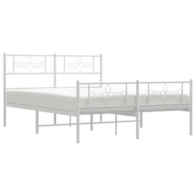 vidaXL Bedframe met hoofd- en voeteneinde metaal wit 150x200 cm