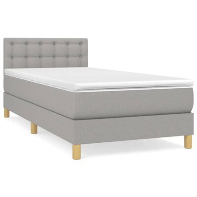 vidaXL Boxspring met matras stof lichtgrijs 90x190 cm