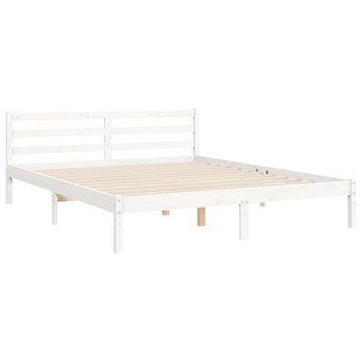 vidaXL Bedframe met hoofdbord massief hout wit 160x200 cm