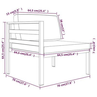 vidaXL 8-delige Loungeset met kussens aluminium antracietkleurig