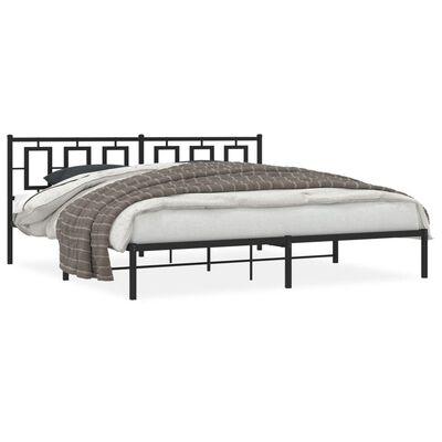 vidaXL Bedframe met hoofdbord metaal zwart 200x200 cm