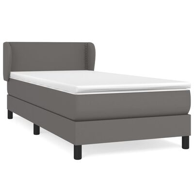 vidaXL Boxspring met matras kunstleer grijs 90x190 cm