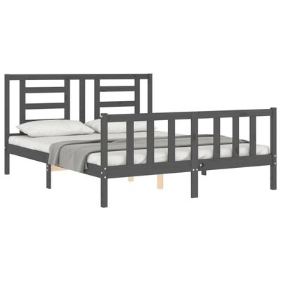 vidaXL Bedframe met hoofdbord massief hout grijs