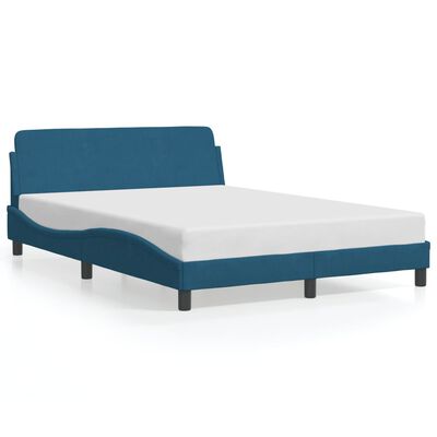 vidaXL Bedframe met hoofdeinde fluweel blauw 140x190 cm