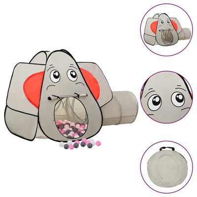 vidaXL Kinderspeeltent met 250 ballen olifant 174x86x101 cm grijs