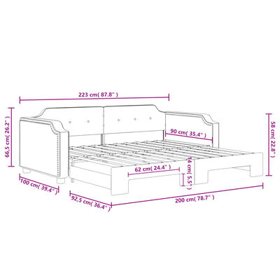 vidaXL Slaapbank met onderschuifbed 90x200 cm stof zwart