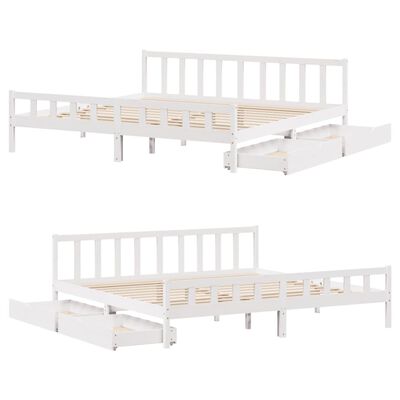 vidaXL Bedframe zonder matras massief grenenhout wit 180x200 cm