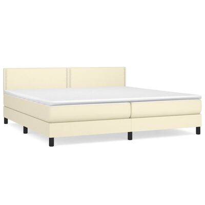 vidaXL Boxspring met matras kunstleer crèmekleurig 200x200 cm