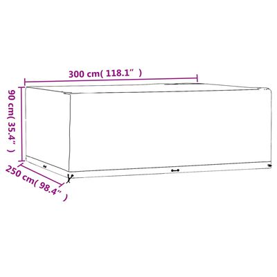 vidaXL Tuinmeubelhoes met 16 oogjes rechthoekig 300x250x90 cm