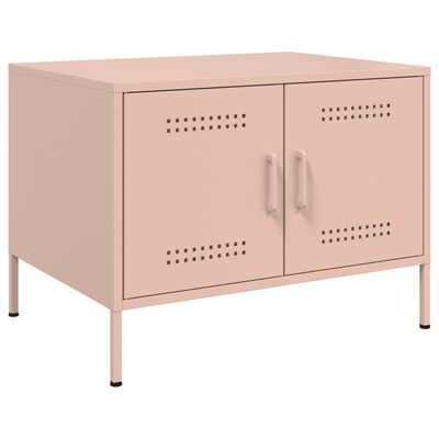 vidaXL Salontafel 68x50x50,5 cm staal roze