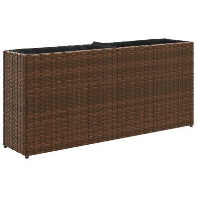 vidaXL Plantenbakken met 2 potten 2 st 90x20x40 cm poly rattan bruin