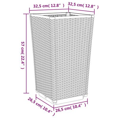 vidaXL Plantenbakken 4 st 32,5x32,5x57 cm polypropeen bruin