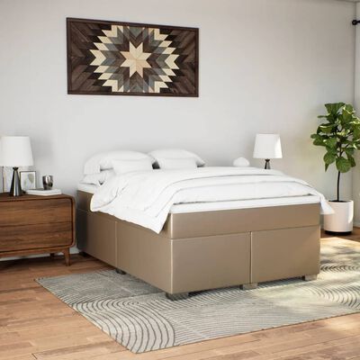 vidaXL Boxspring met matras kunstleer cappuccinokleurig 140x200 cm