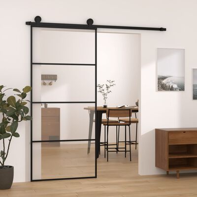 vidaXL Schuifdeur met beslag 90x205 cm ESG-glas en aluminium